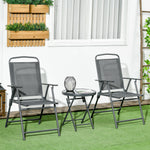 Patio Bistro Set Folding Chairs & Coffee Table For Balcony | Dark Gray