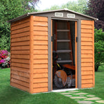Garden Shed Wood Effect Tool Storage Sliding Door Wood Grain | Small | Brown