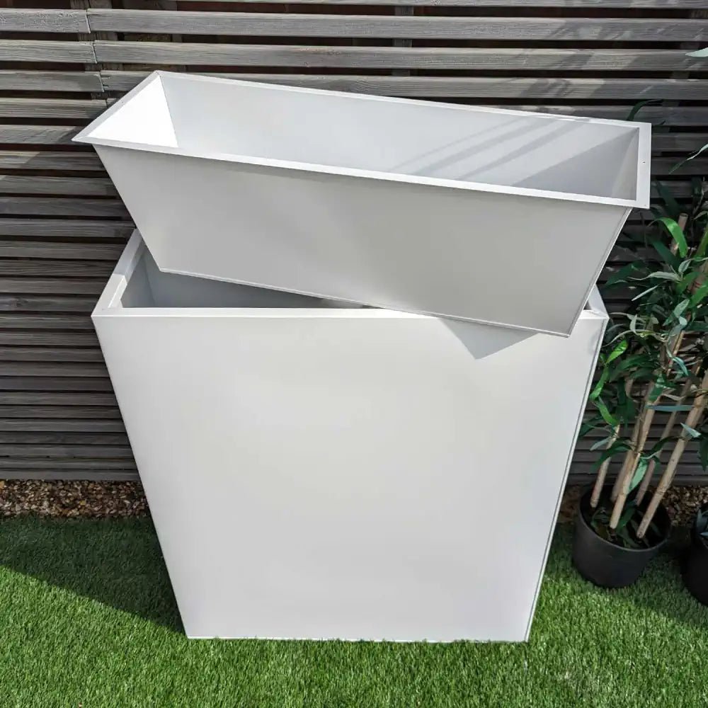 Long Zinc Galvanised Tall Trough Planter | 75cm x 25cm x 90cm | White