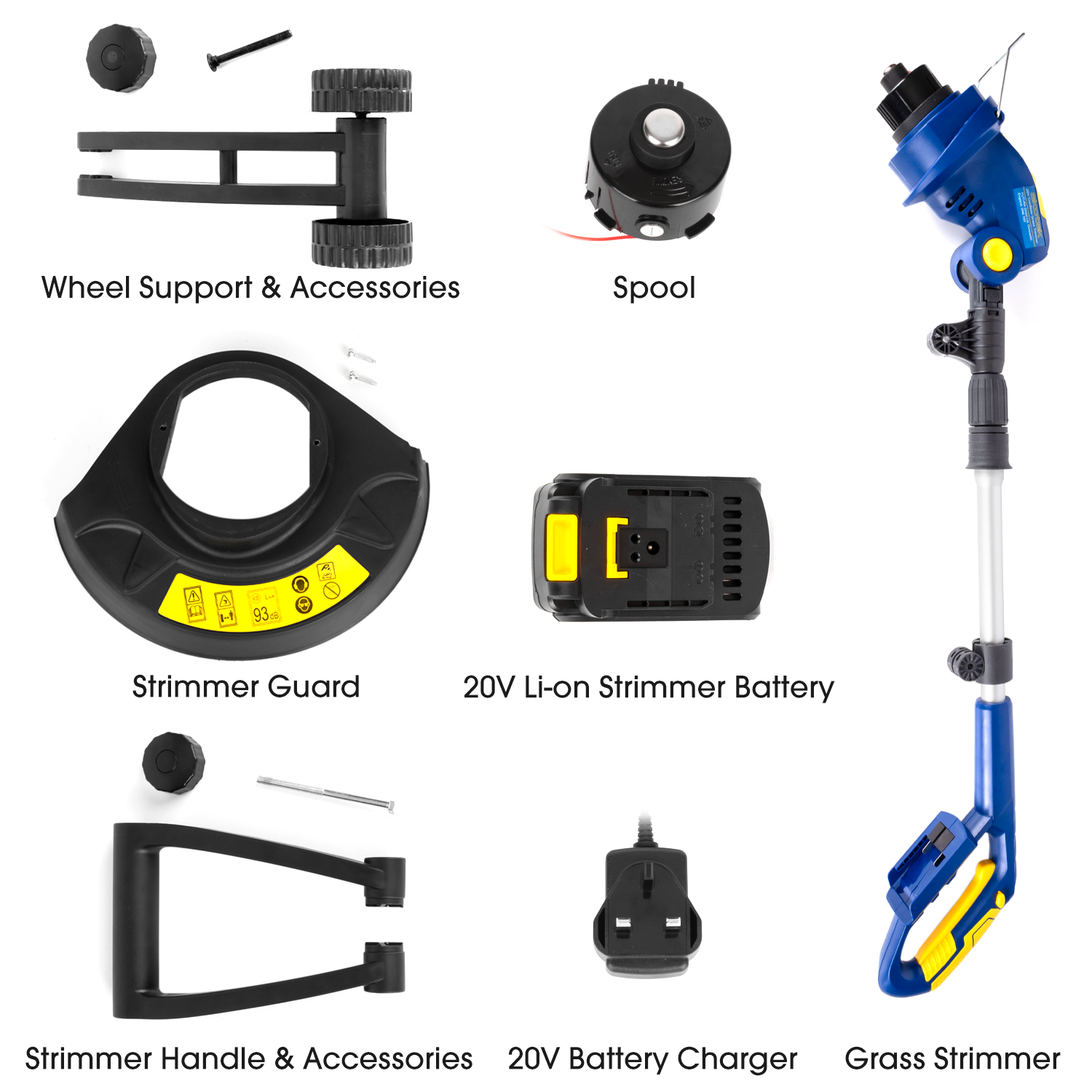 Cordless Grass Strimmer 20v  Rechargeable Garden Grass Trimmer With 1 Spool, Battery And Charger Included