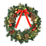 Pre-lit Artificial Christmas Door Wreath Holly Garland Decor 20 Led