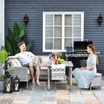 5pcs Rattan Dining Set W/ Sofa Coffee Table Footstool