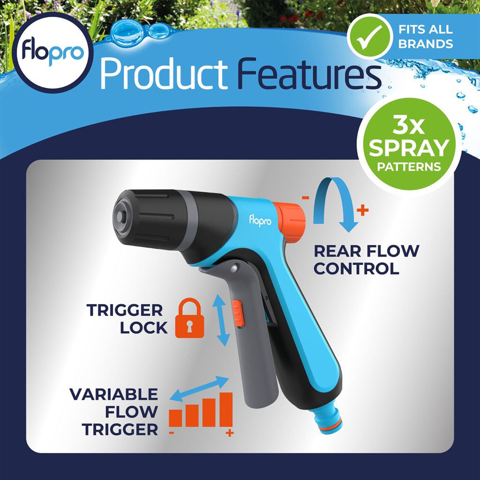 Adjustable Jet Spray Gun With Lockable Trigger