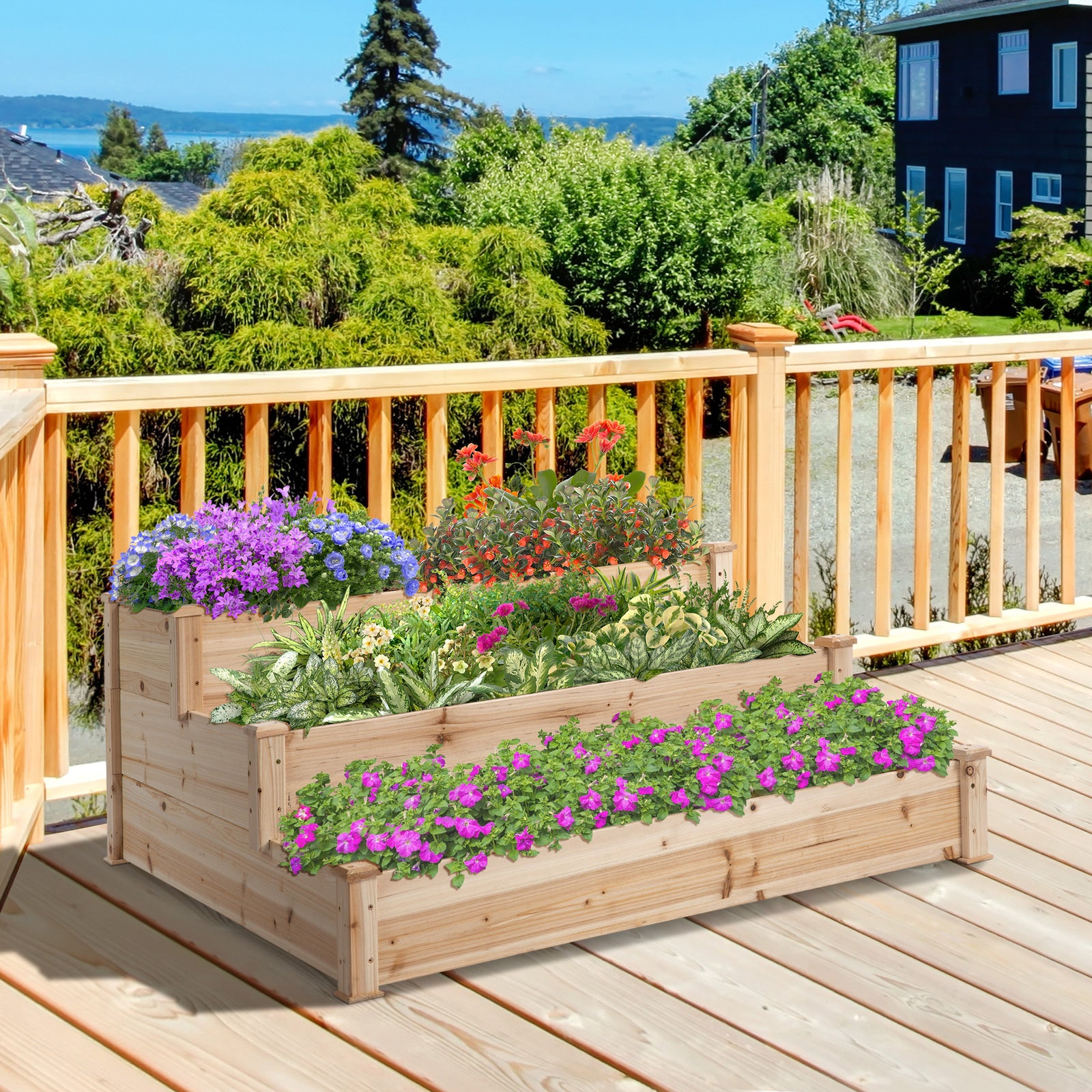470l Wooden Garden Bed 3-tier Planter Kit