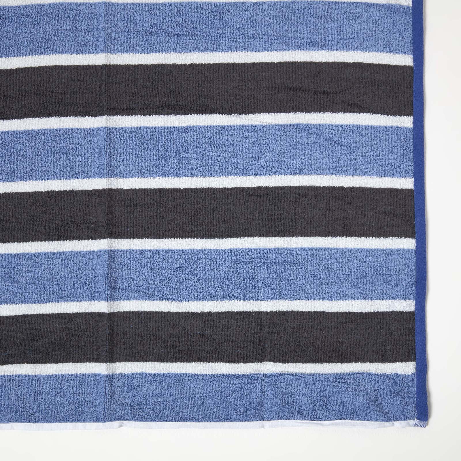 HOMESCAPES Blue Stripe 100% Recycled Cotton Beach Towel