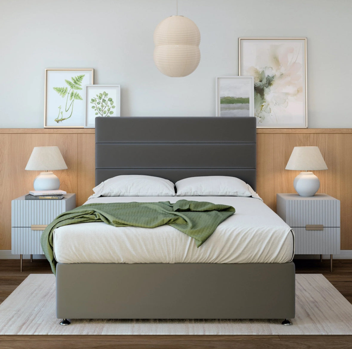 Plush Velvet Divan Base And Plain Headboard | Super King | Graphite