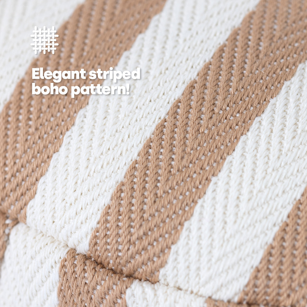 Livivo Weighted Door Stopper - Boho Chic Striped Design 1.5kg Sand-filled With Hemp Handle
