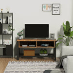Media Stand For 45" Tvs W/ Shelves Cable Holes