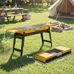 Bbq Grill, Charcoal Barbecue With 2 Side Shelves And Handle | Yellow
