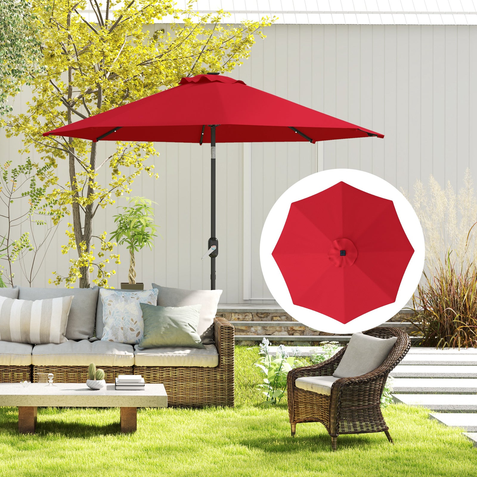 Upf 50+ Replacement Parasol Canopy Parasol Cover Replacement | Red