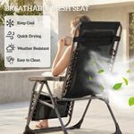 Zero Gravity Chairs Set Of 2 With Cup Holder, Headrest | Black