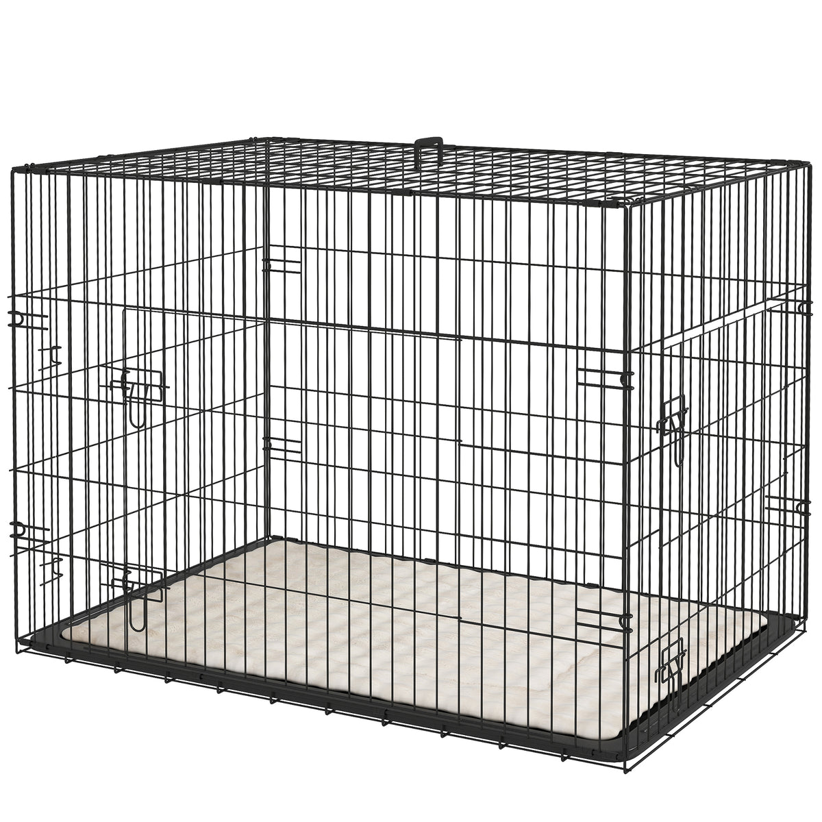 Pawhut Dog Crate With 2 Doors, Tray, Soft Cushion, For Extra Small Medium And Large Dogs | Black