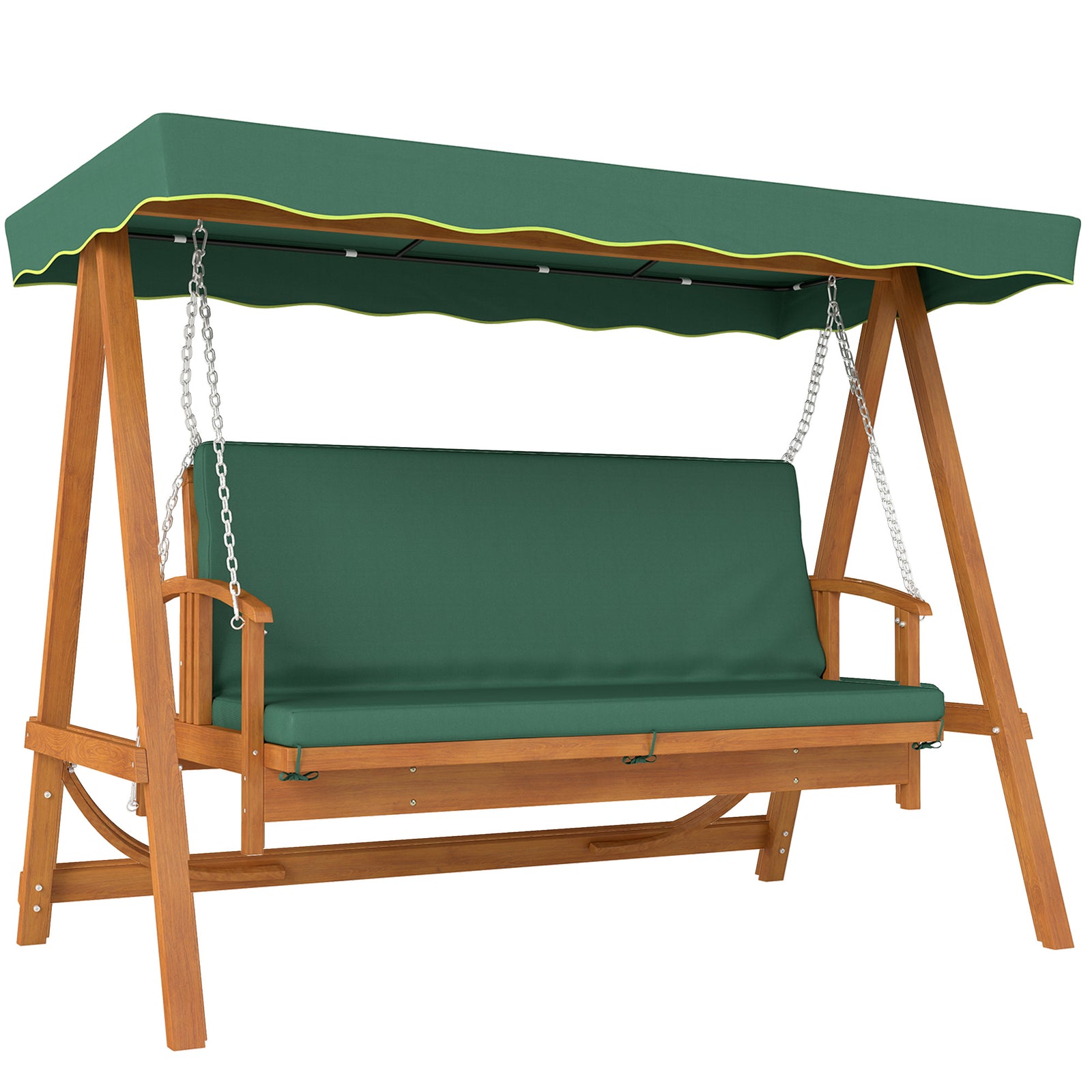 3 Seater Wooden Garden Swing Hammock Bench Lounger