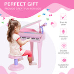 37 Key Musical Mini Piano Electrionic Keyboard Microphone Stool | Pink