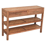 Saffron Rattan Console – Solid Mango Wood With Woven Rattan & Brass Accents