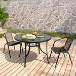 3 Pcs Bistro Set Glass Top Tempered Glass Coffee Table And Rattan Chairs