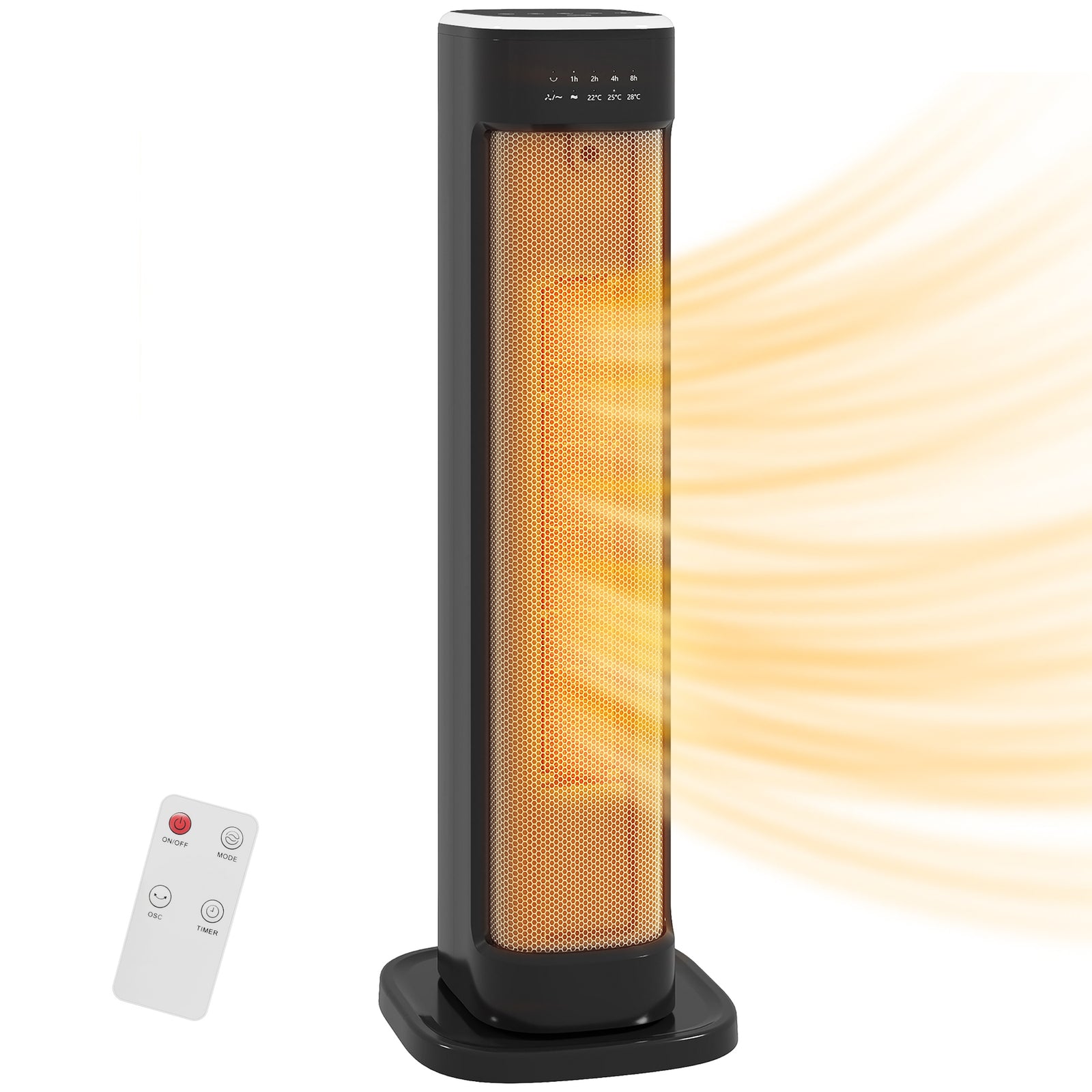 Ceramic Electric Heater, 2000w Space Heater With Timer | Black