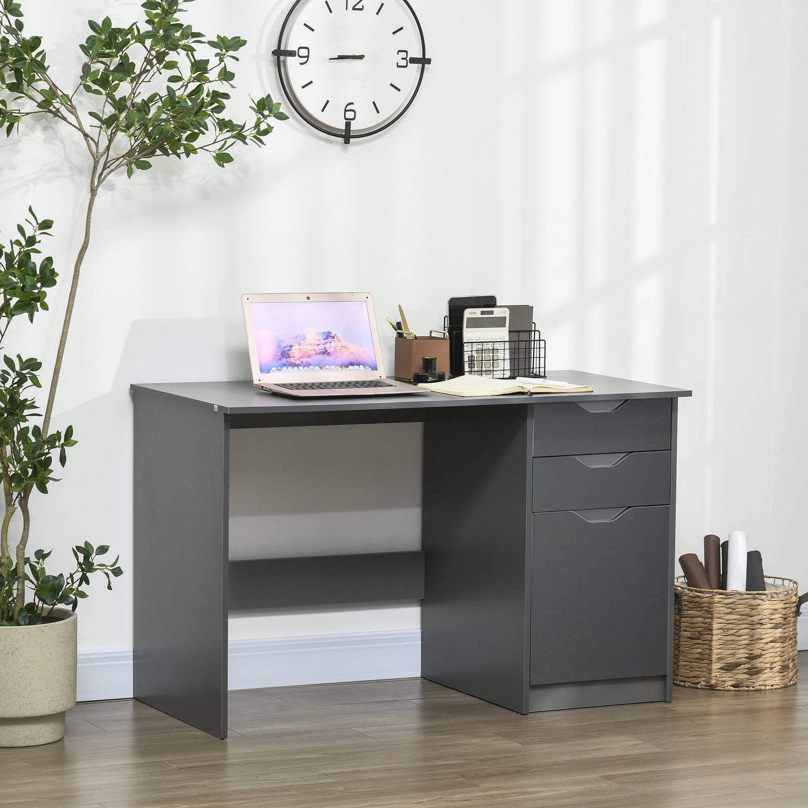 Computer Desk W/ Drawers Modern Writing Workstation For Home