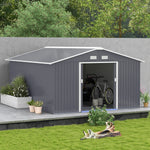 Garden Shed Storage Unit With Locking Door Floor Foundation | Large | Charcoal Gray