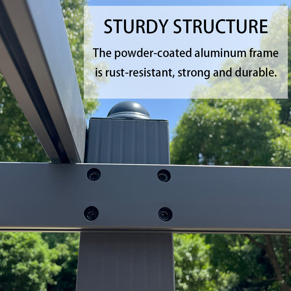 6m X 3m Aluminium Pergola With Retractable Roof,with Pu-coated Polyester,charcoal Grey,outdoor Garden Gazebos Water-resistant