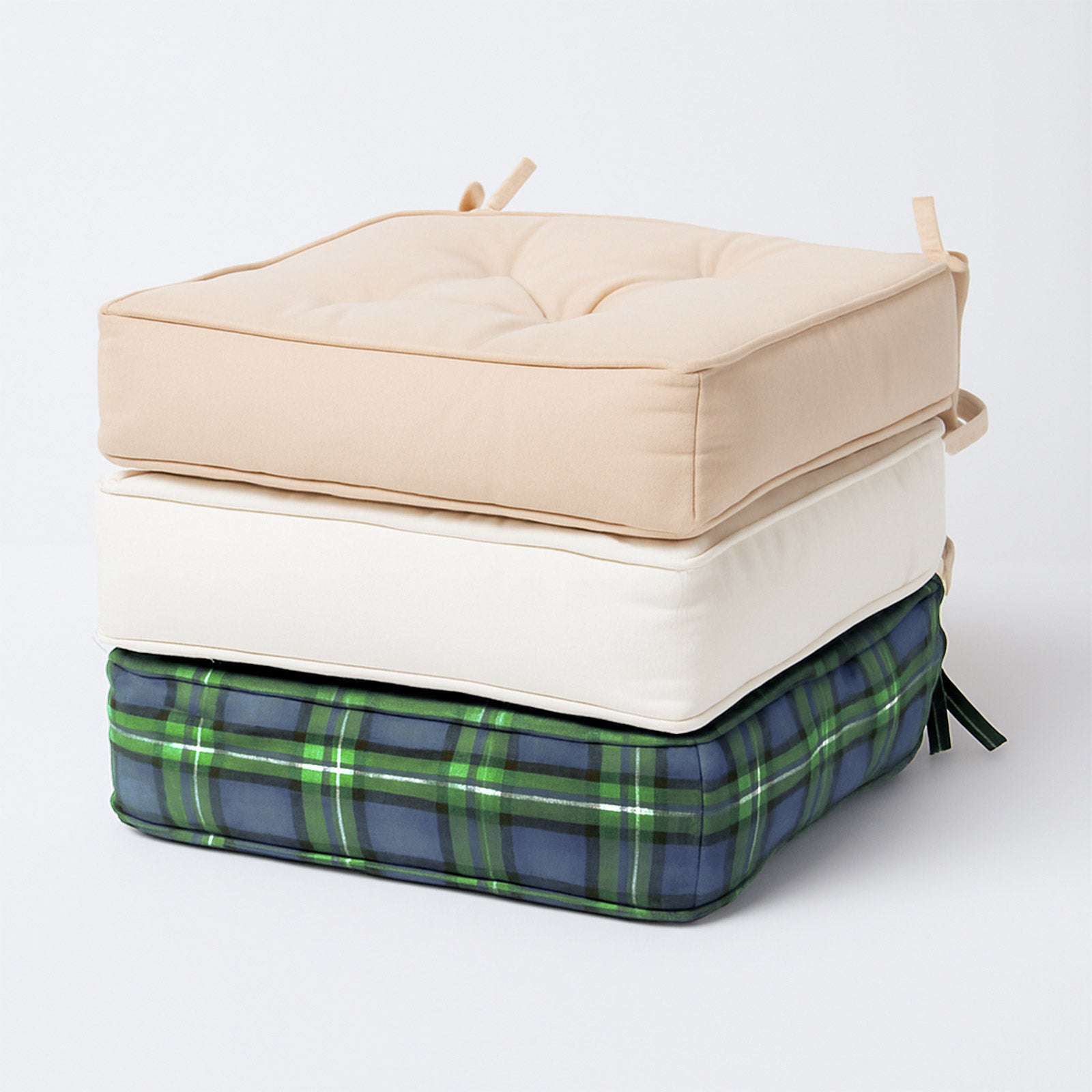 Tartan Check Cotton Dining Chair Booster Cushion | 40cm x 40cm | Blackwatch
