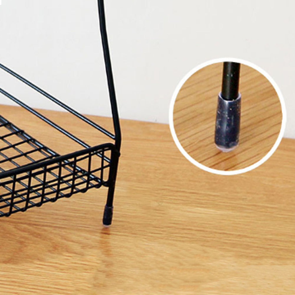 Free Standing 2 Tiers Spice Herb Jar Rack Holder Storage Organizer Counter Shelf Black | Small | Black