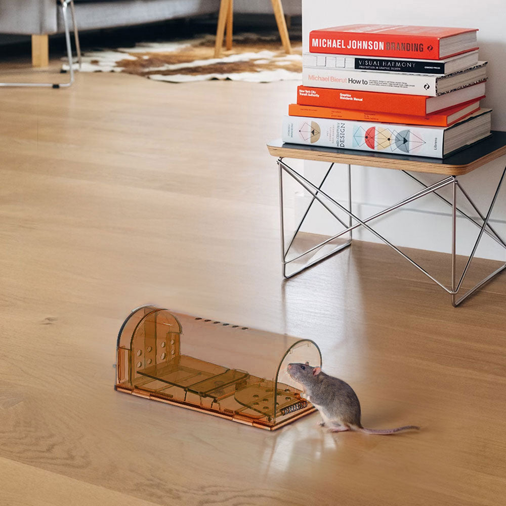 4 Pack Plastic Humane Mouse Trap Cages | One Size | Brown