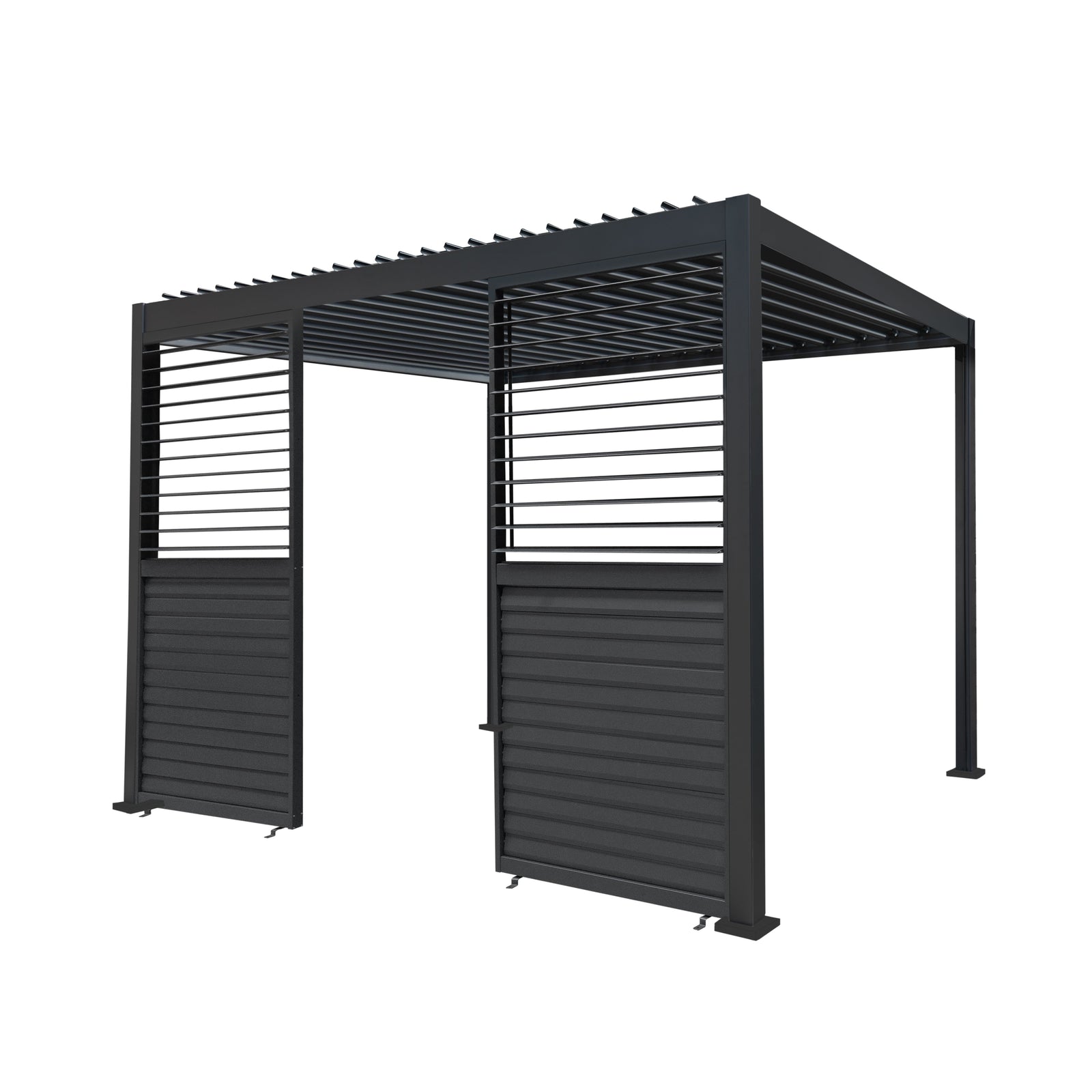 Anthracite Aluminium Pergola With 2 X Shutter Panels | 3m x 3m | Anthracite