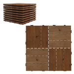 9 Pcs Brown Anti-slip Deck Tiles 30x30 Cm, 0.81㎡ Pack