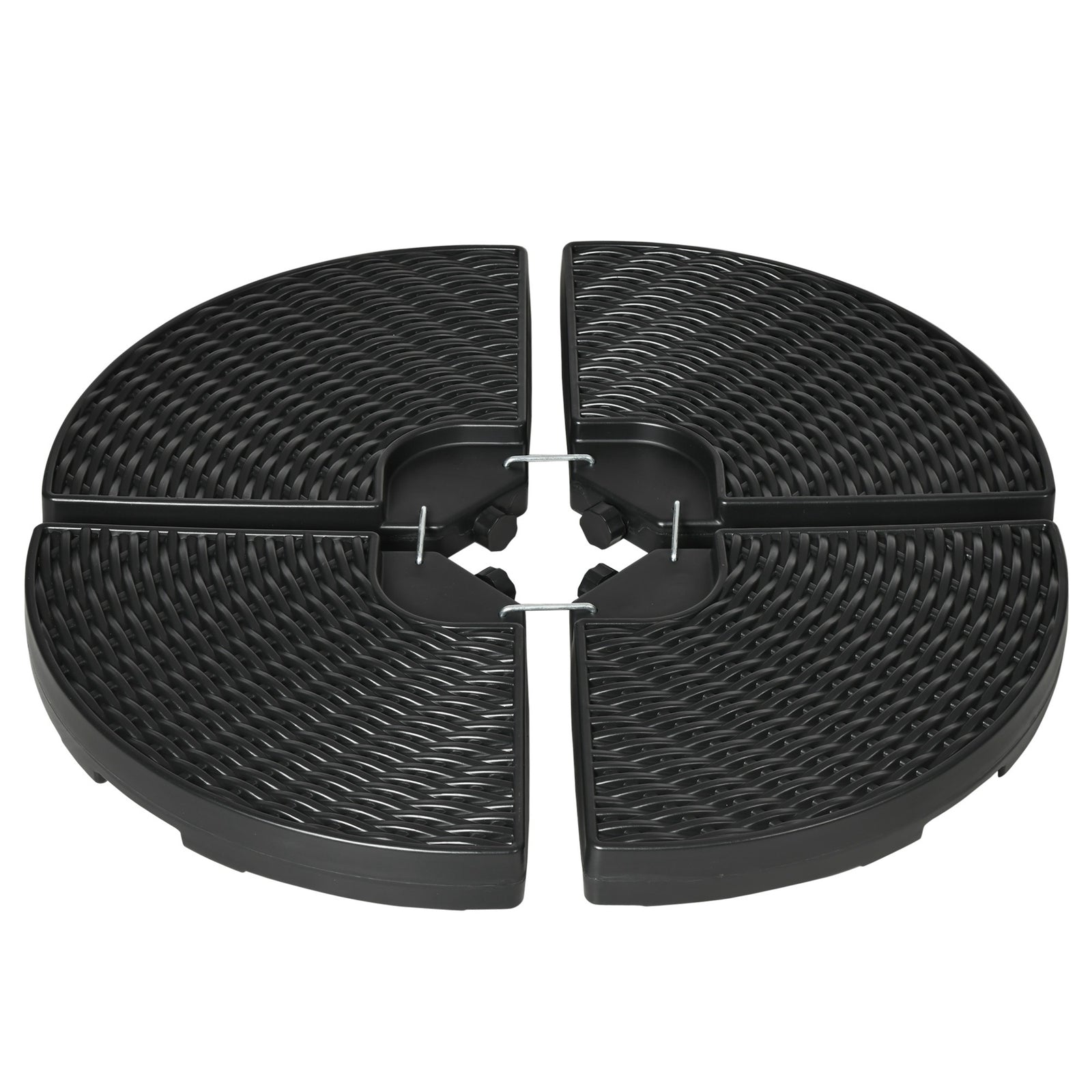 4pc Parasol Bases, Wicker Effect, Black
