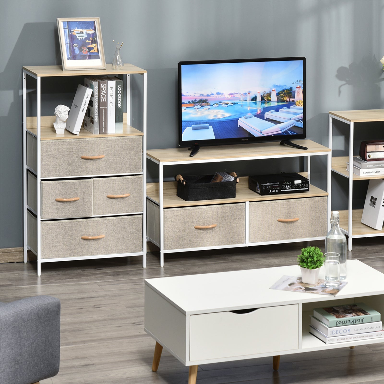 3/4 Drawer Storage Chest Unit Home Shelves Living Bedroom | Large