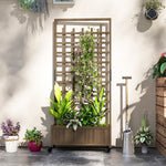 Wooden Trellis Planter With Wheels