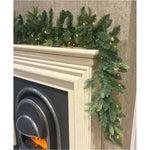 270cm Premium Mixed Branch Pre-lit Green Christmas Garland - With Timer