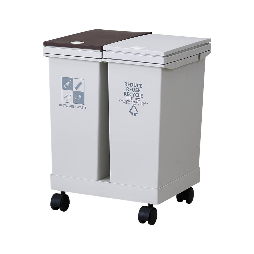 24l/40l Dual Compartment Trash Can With Lids And Wheels – Dry And Wet Waste Separation | Small