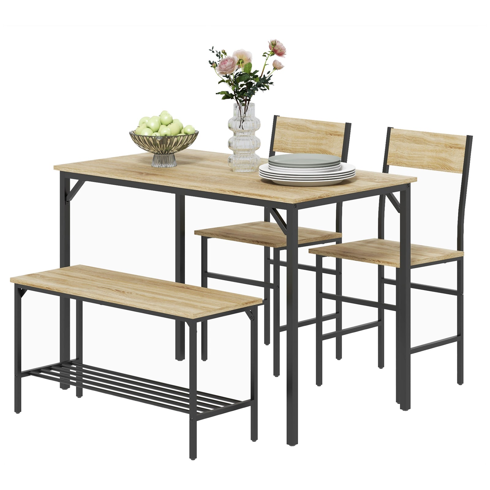 Industrial 4 Piece Dining Table And Chair Set Kitchen Table | Natura