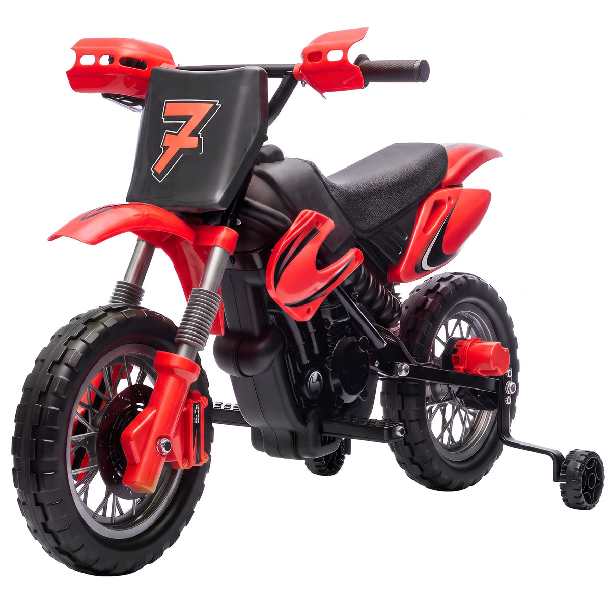 12v Kids Electric Motorbike With Dual Motors Training Wheels | Red