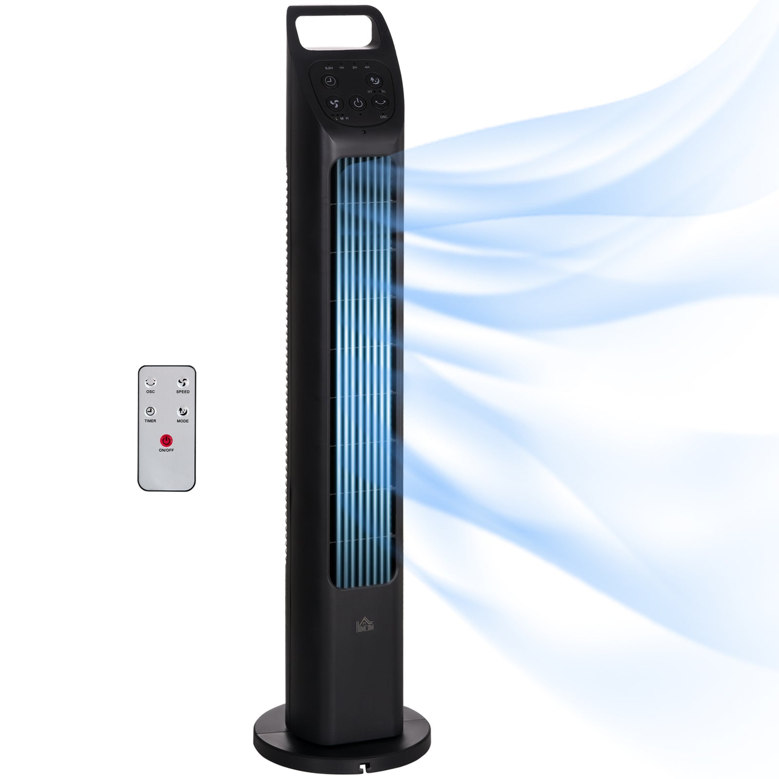 Oscillating Tower Fan Floor Fan With 7.5h Timer Home Office | One Size | Black