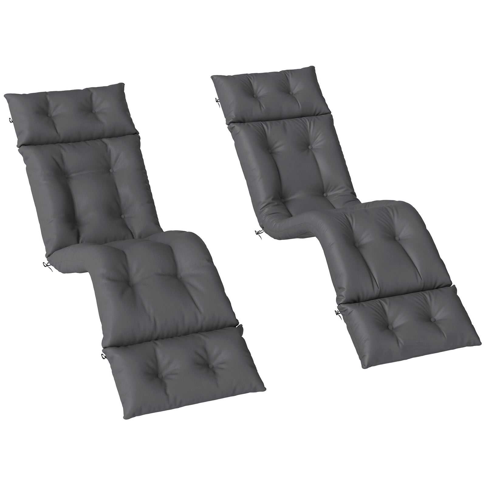 Garden Lounge Chair Cushions Set Of 2, 220gsm Fabric | Dark Gray