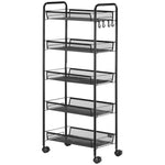 5 Tier Utility Rolling Cart With Removable Mesh Baskets