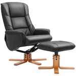 Recliner Armchair With Wood Base, Upholstered Reclining Chair | Black