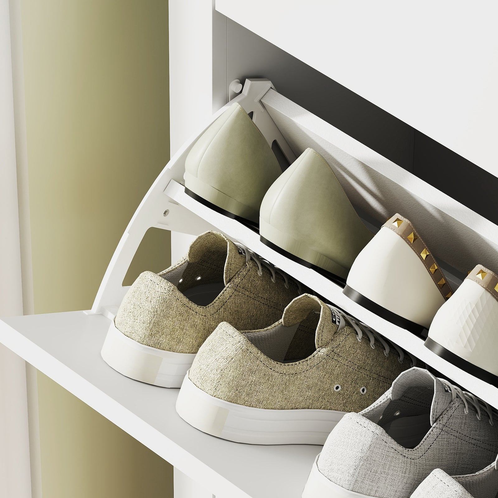 2 Drawer Shoe Cabinet For Hallway | White
