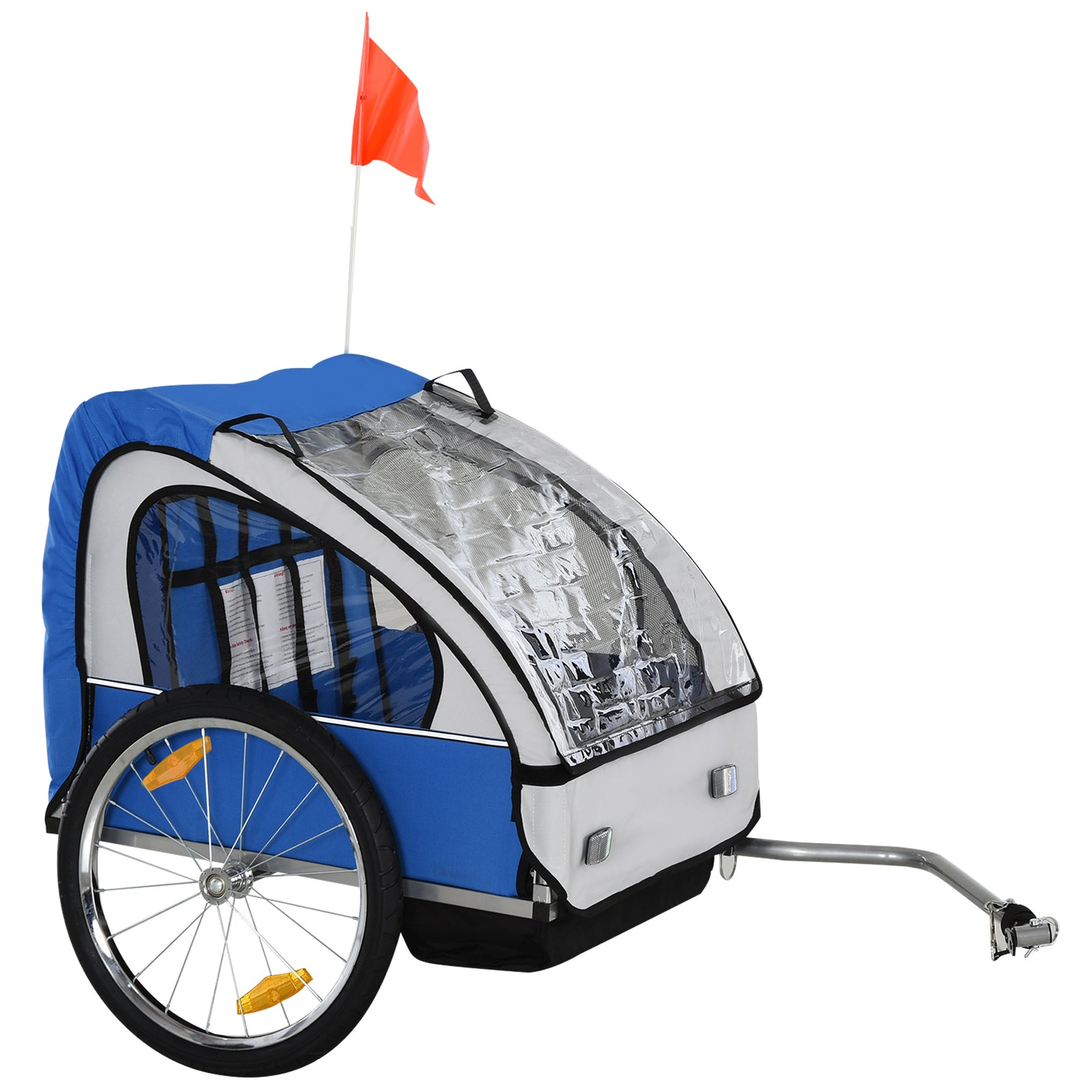 18m+ 2-seat Child Bike Trailer For Kid W/ Steel Frame Seat Belt | Blue
