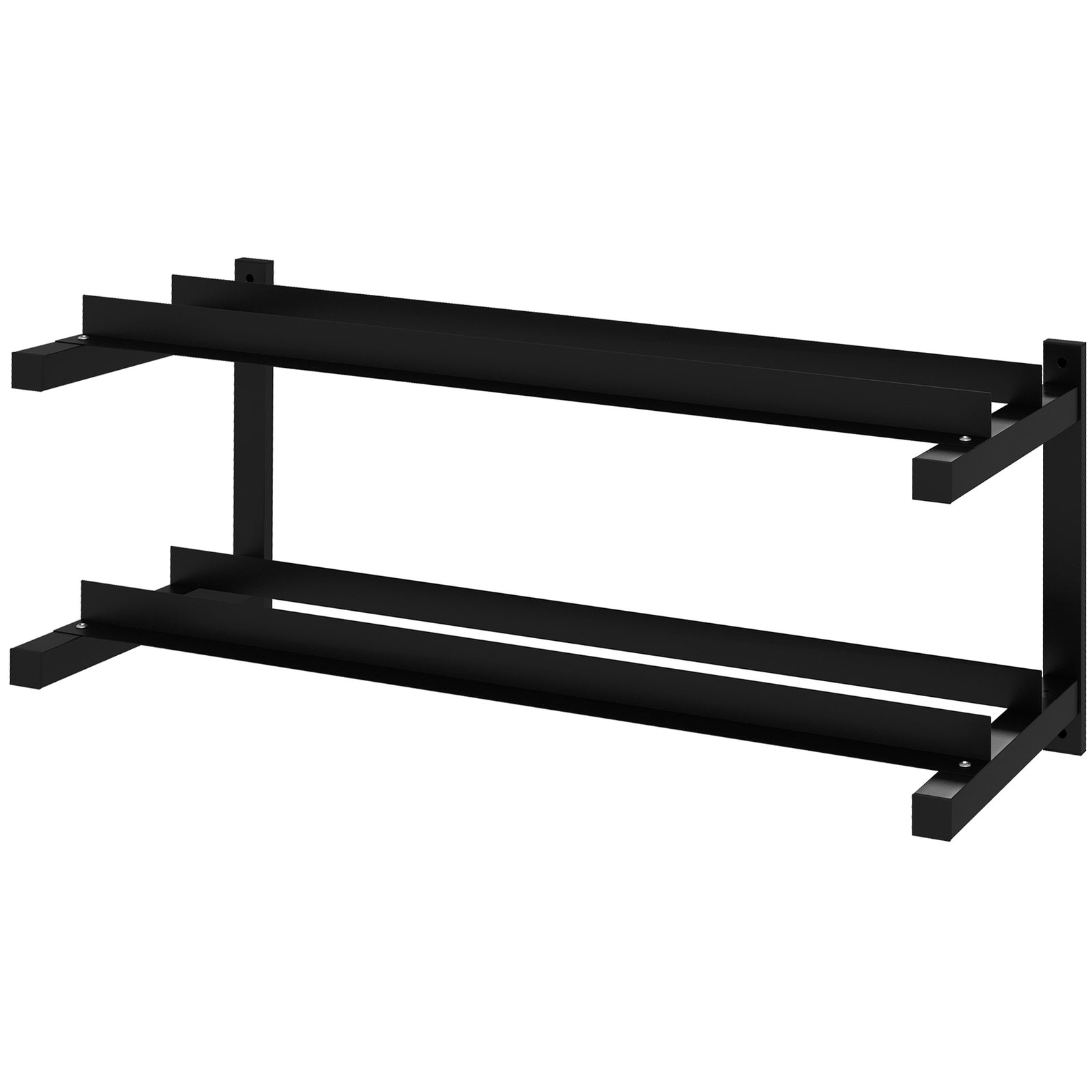 SPORTNOW Wall-mounted Dumbbell Rack, 2-tier Steel Design, Black