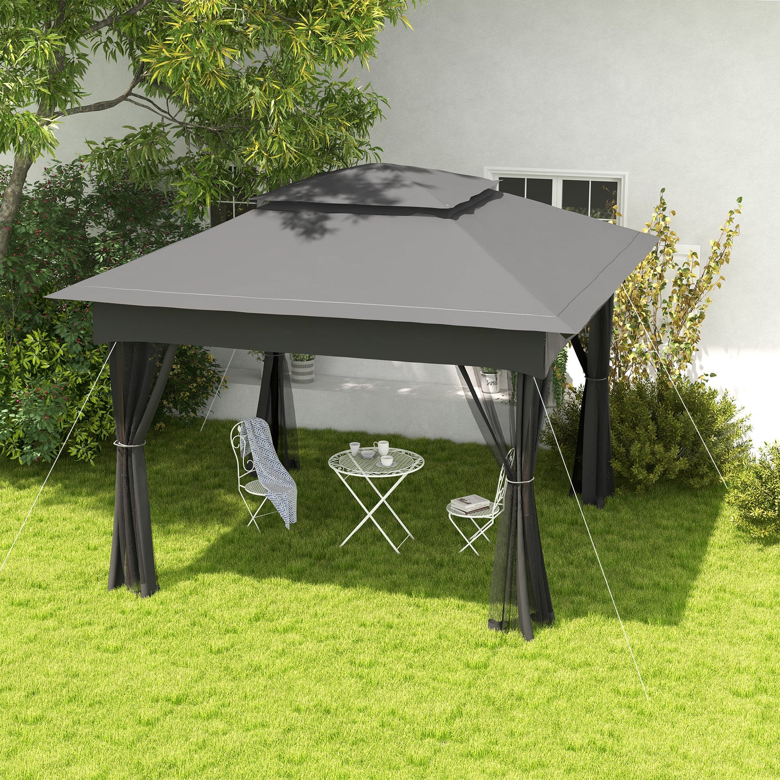 Garden Folding Tent Heavy Duty Pop Up Gazebo For Party | Dark Gray