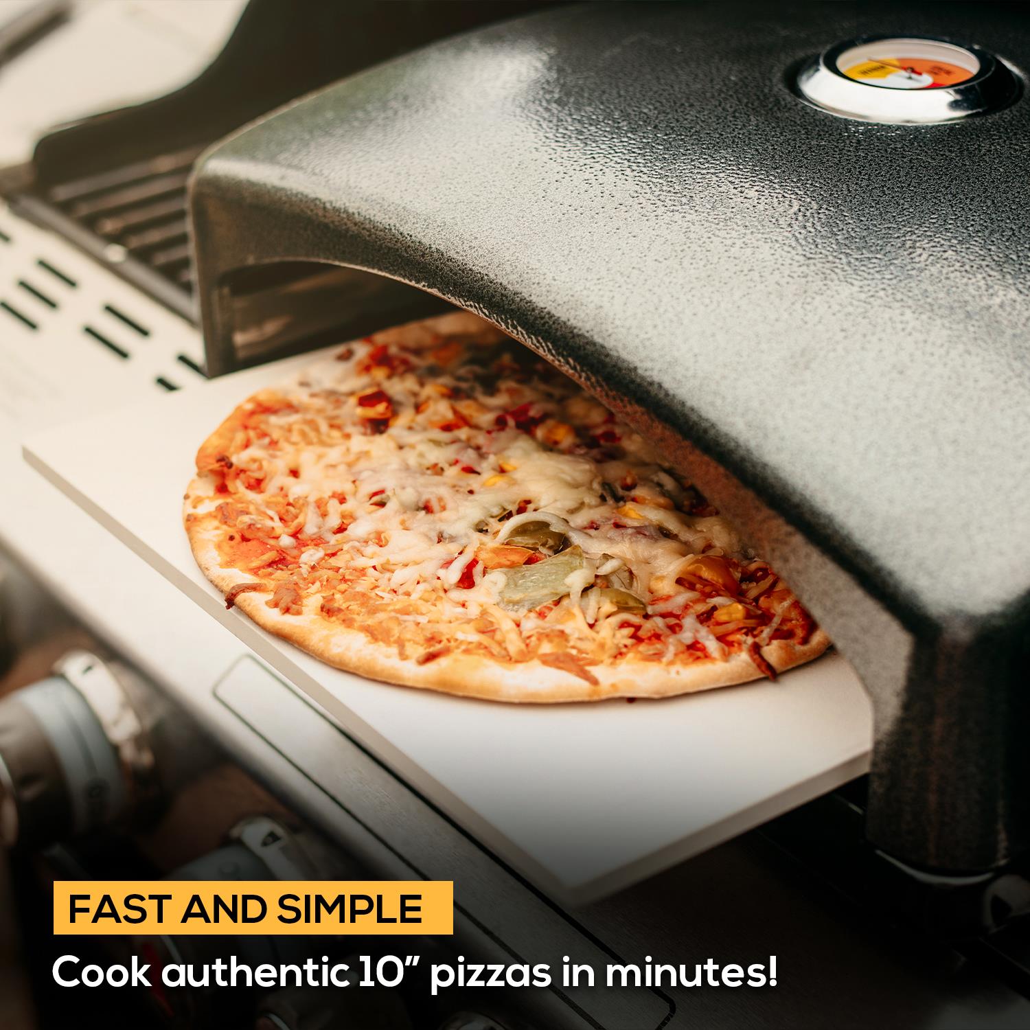 Mini Outdoor Bbq Pizza Oven With Ceramic Pizza Stone & Built-in Thermometer