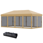 6 X 3m Pop Up Party Tent Canopy With 6 Removable Sidewalls | Beige
