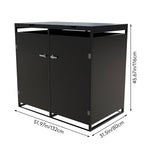 Double Wheelie Bin Storage Shed – Galvanized Steel Rubbish Bin Store For With Lockable Door & Lift-up Lids