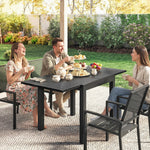 Outsunny Aluminium Extending Garden Table With Faux Wood Slatted Top, Black