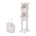 4-tier Storage Rack Laundry Basket With Wheels | White
