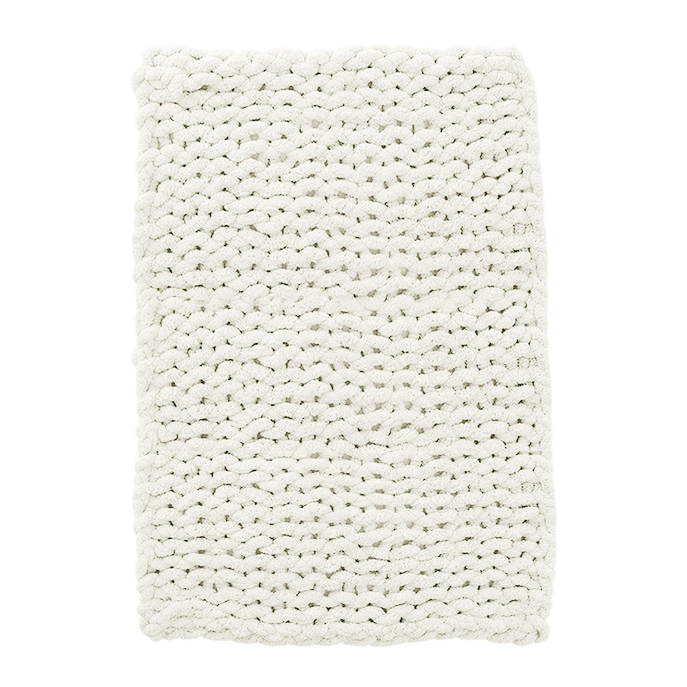 Milk White Hand-woven Chenille Throw Blanket – Soft Cozy Knit Blanket For Couch, Sofa & Bed | Large